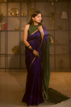 Chanderi Pattu silk saree with zari bootis all over