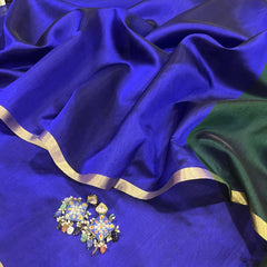Chanderi Pattu silk saree with zari bootis all over