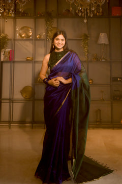 Chanderi Pattu silk saree with zari bootis all over
