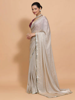 Silver Grey Ready-to-Wear One Minute Pre Draped Saree