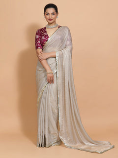 Silver Grey Ready-to-Wear One Minute Pre Draped Saree