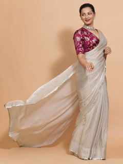 Silver Grey Ready-to-Wear One Minute Pre Draped Saree