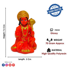 Sitting Hanuman Idol Car Dashboard