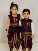 Swami Paithani Dhoti Set for Boys & Girls Rakhi Combo