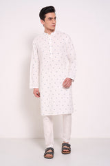 Teal Printed Below Waist Men’s Kurta