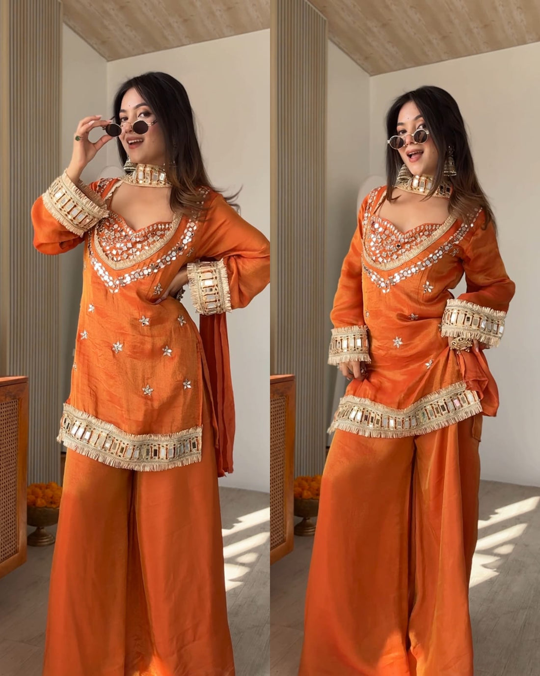 Amber Mirrorwork Palazzo Set