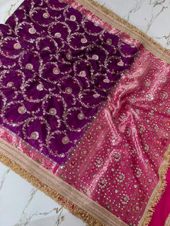 Purple Rose Heritage Saree Tissue Banarasi Saree