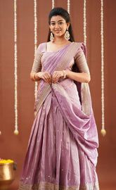 Tulip Lavender Gaji Fancy Silk Half Saree