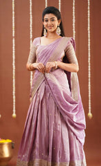 Tulip Lavender Gaji Fancy Silk Half Saree