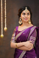 Purple pure Gaji silk half saree