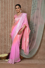Tyohaar Blush Pink Handloom Khaddi Georgette Saree