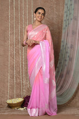 Tyohaar Blush Pink Handloom Khaddi Georgette Saree