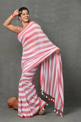 Tyohaar Red Mul Cotton Handloom Saree