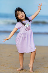 Unicorn Heart Glitter Lavender Dress for Girls