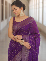 Violet chiffon saree