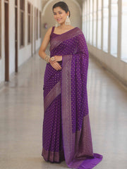 Semi-chiffon saree with zari work
