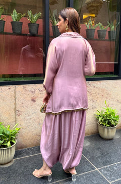 Zariya Mustard Draped Dhoti Set