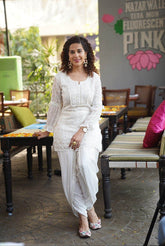White Chikan Kurti Set