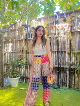 White Denim Dazzle Pants with Potli