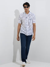 WES Casuals White Floral Cotton Shirt