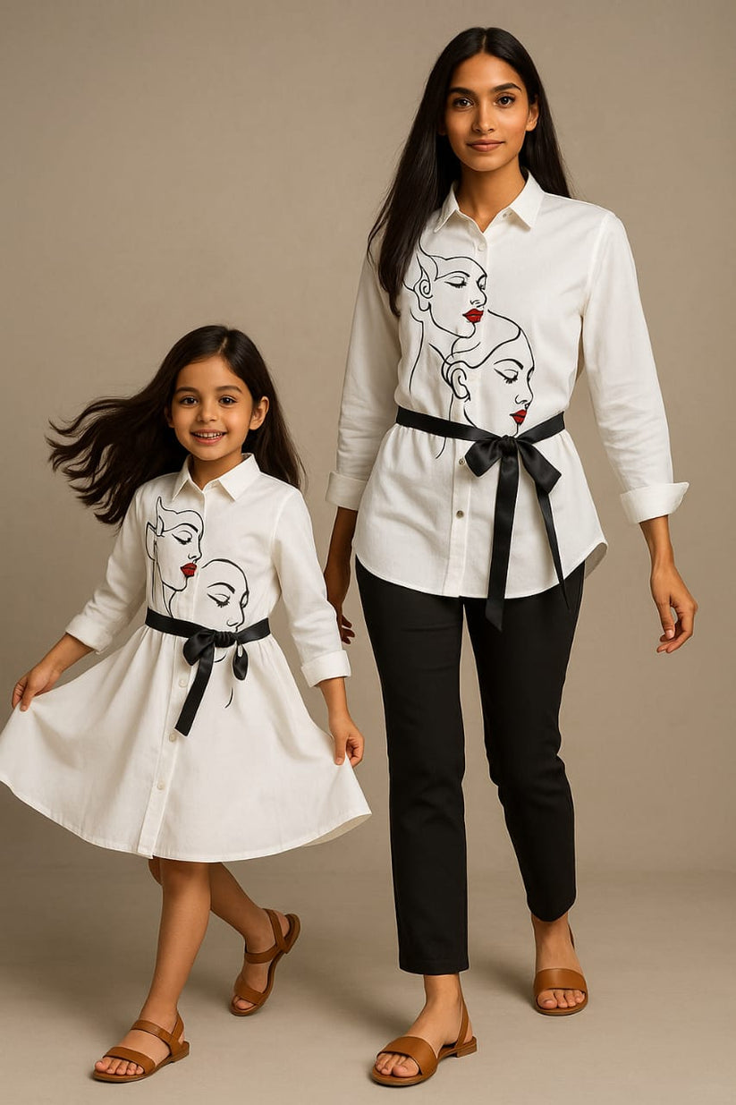 White Hand Painted Skirt Dress