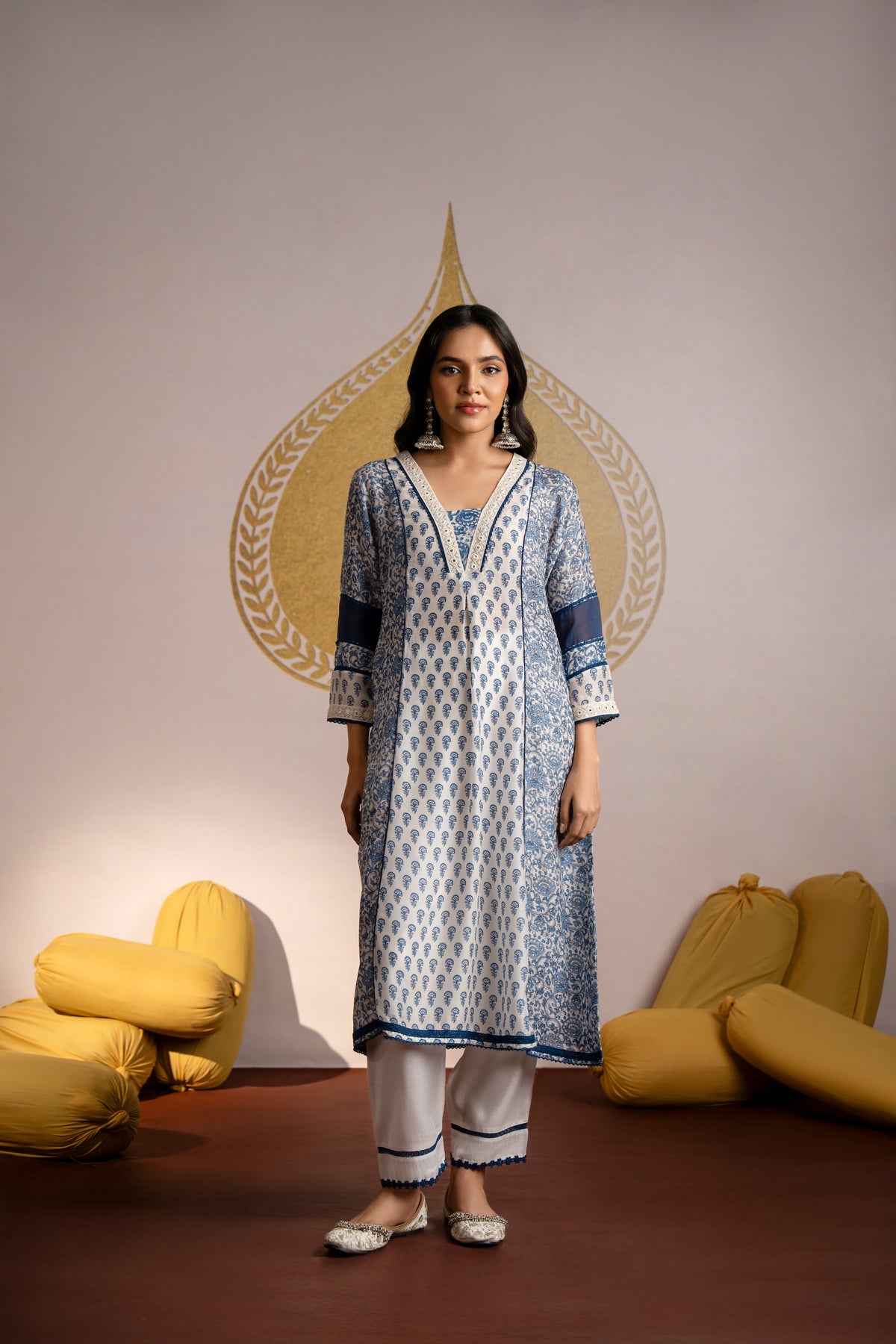 White Indigo Muslin Kurta Set