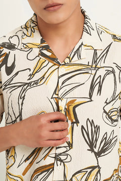 White polyester relaxed shirt