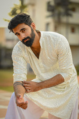White ethnic kurta men