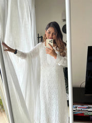 White Viscose Chikankari Palazzo Set