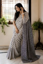 Monochrome Muse Printed Cotton Saree