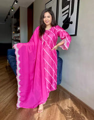 Indian Barbie Pink leheriya silk suit