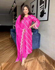 Indian Barbie Pink leheriya silk suit