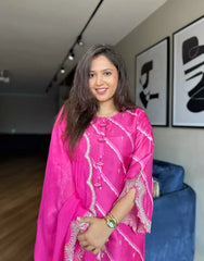 Indian Barbie Pink leheriya silk suit