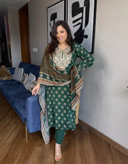 Farah Ajrakh Anarkali Set with Dupatta