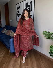 Nomita AJRAKH print cotton A-line suit