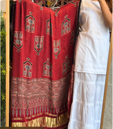 Maroon Ajarakh Silk Dupatta