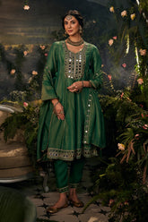 Mirrorwork Green-Anarkali set