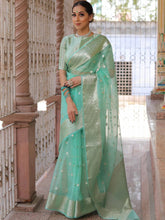 Women’s Sea Green Banarasee Organza Saree