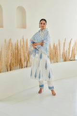 Blue block print kurta