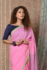 Tyohaar Women's Blush Pink Mul Cotton Saree