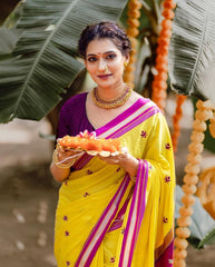 yellow festive saree