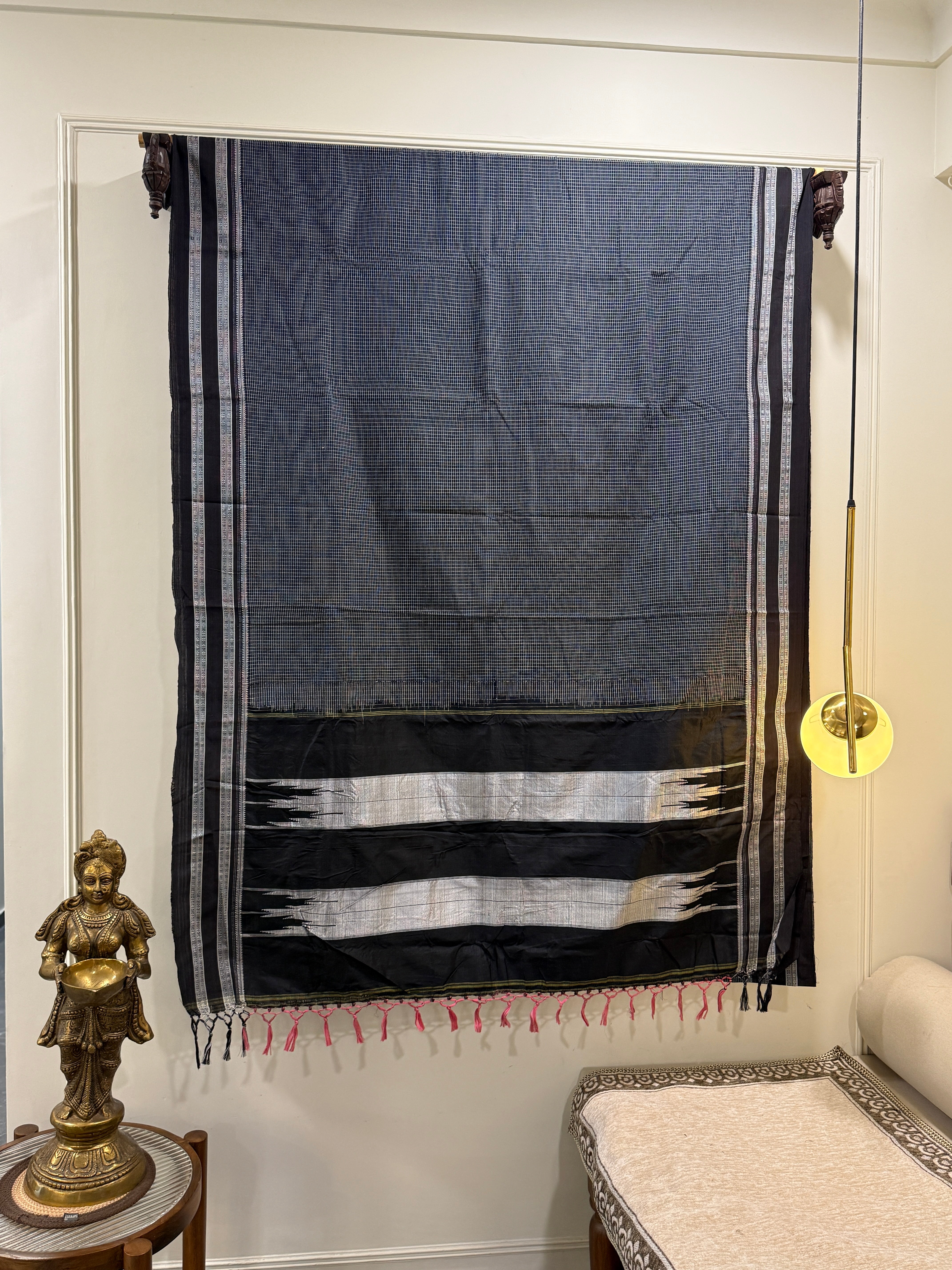 Women's Check Ilkal Saree with Gayatri Border