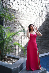 fuchsia evening dress