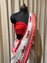 Women's White Khann Saree with Blouse