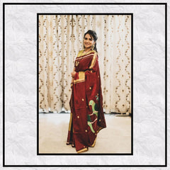 Women's Maroon Khun Paithani Saree With Parrot Print
