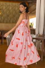 Seaside print maxi dress