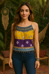 Women’s Halter Cotton Top with Mirror Work