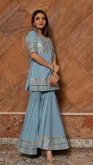 powder blue sharara set