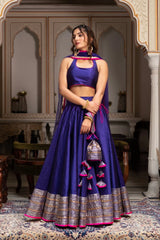 Purple taffeta silk lehenga