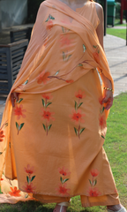 Saffron kurta with chiffon dupatta